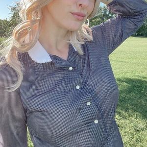 Vintage Navy Waffle Print Shirt Dress